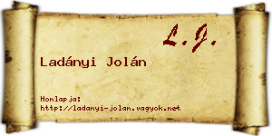 Ladányi Jolán névjegykártya
